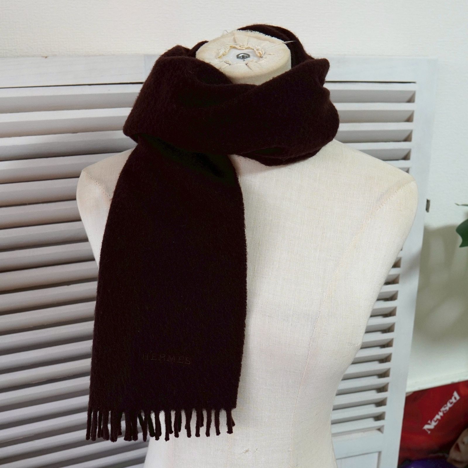 BlackFriday限定割引5％オフ】エルメス ロゴ カシミア100% マフラー