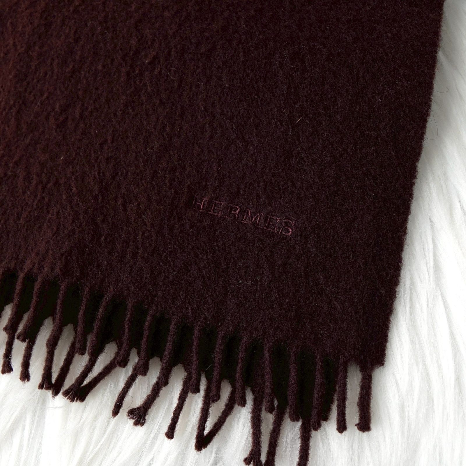 BlackFriday限定割引5％オフ】エルメス ロゴ カシミア100% マフラー