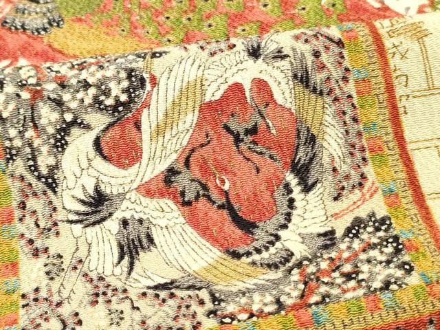 平和屋着物▽小紋 反物 着尺 祇園祭 金彩 鬼しぼ縮緬 逸品 未使用