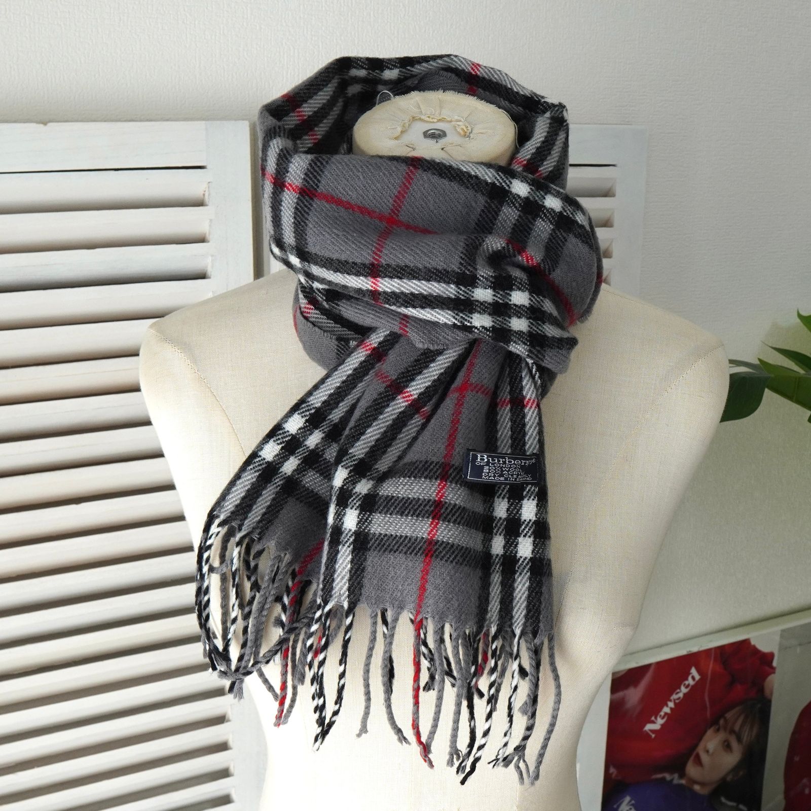 バーバリー ヴィンテージ ノバチェック ウール アクリル マフラー
