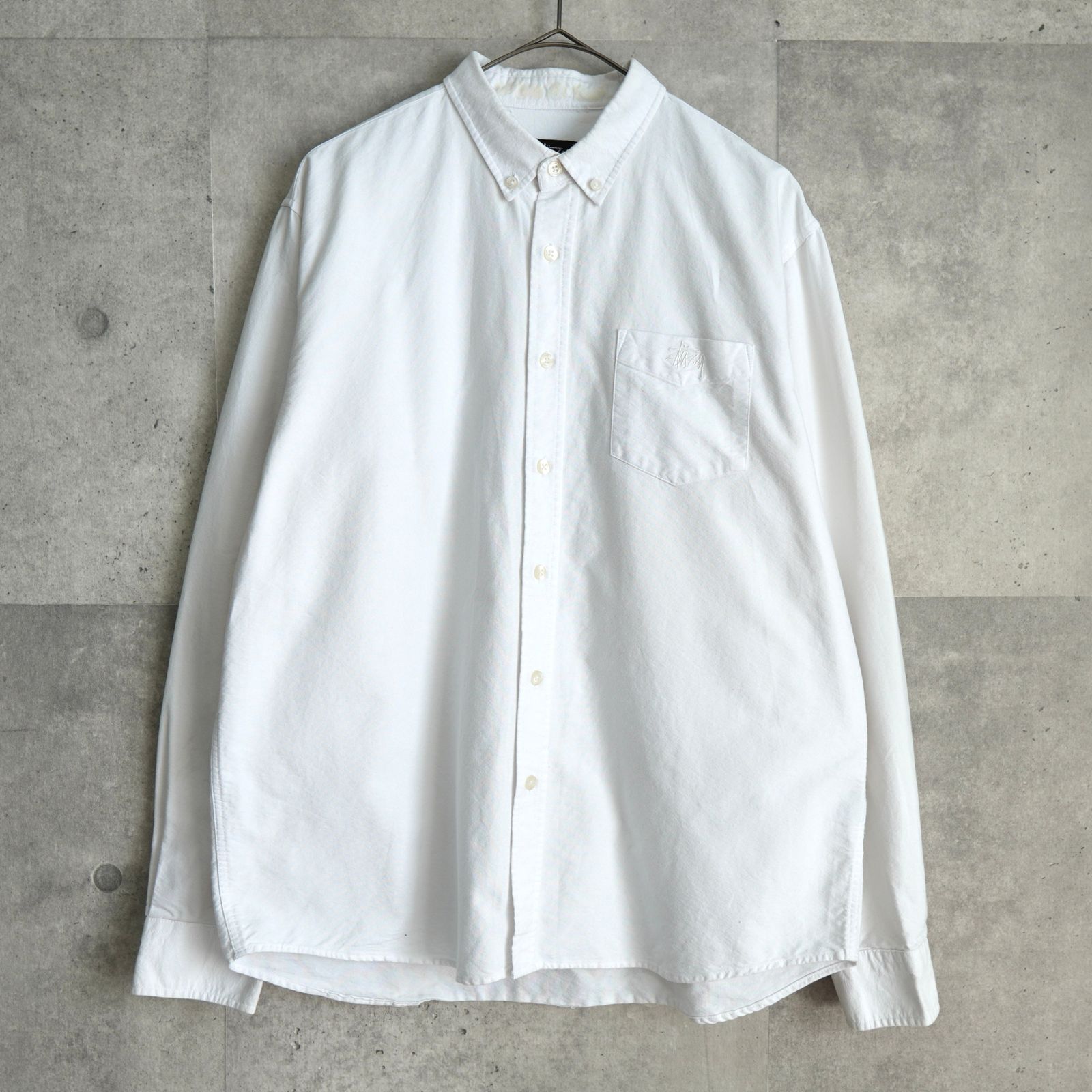 BlackFriday 割引5％オフ ステューシー ロゴ 刺繍 長袖シャツ ホワイト