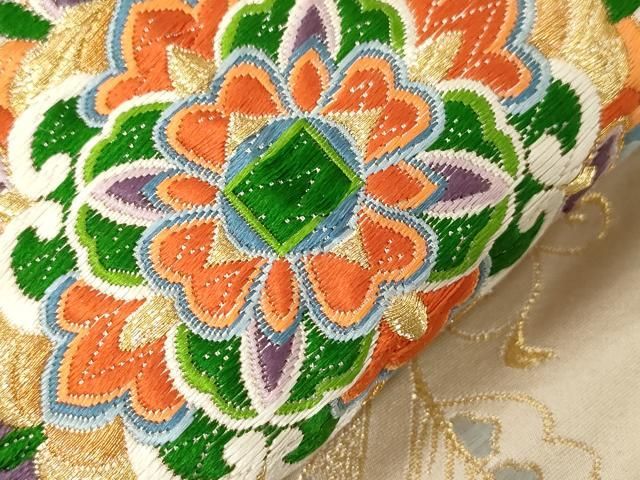 平和屋着物▽六通柄袋帯 唐織 華孔雀 金糸 正絹 逸品 CABA2003dy