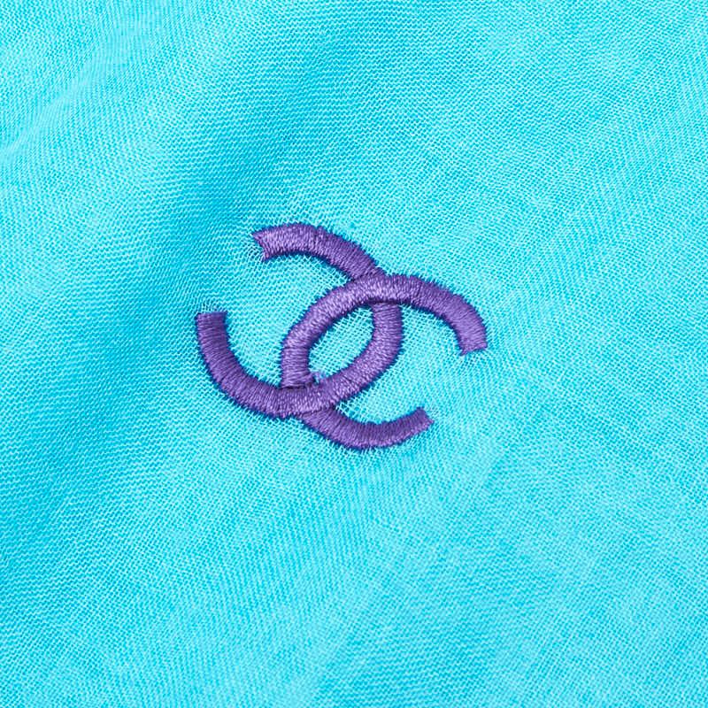 シャネル ココマーク 刺繍 ライトブルー モダール/カシミヤ レディース