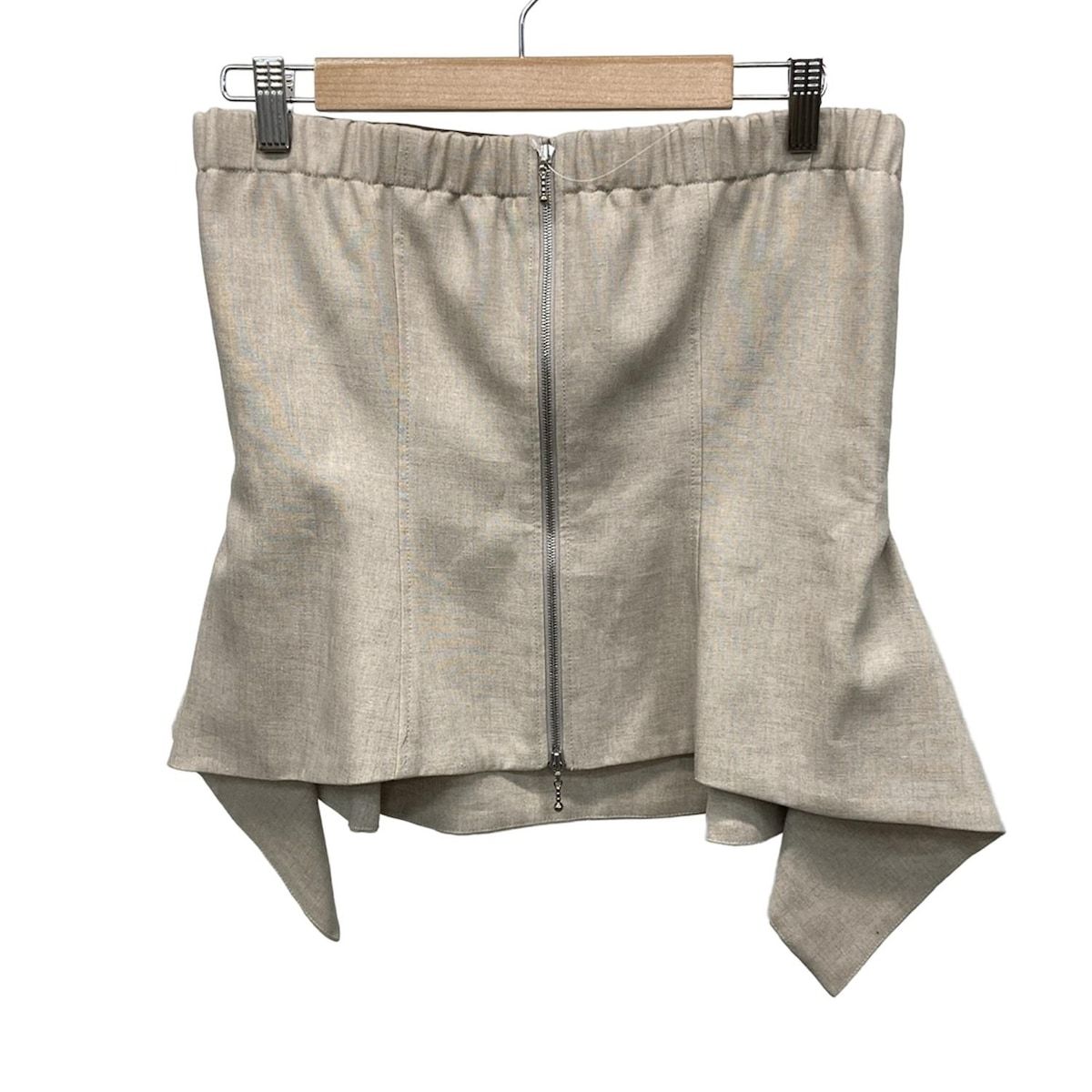 cygne シーニュ ベアトップ サイズT XL レディース - グレーベージュ 麻 ジップアップ