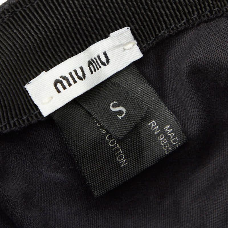  ミュウミュウ ロゴ 刺繍 キャップ ベースボールキャップ サイズ S ブラック マルチ コットン レディース MIUMIU 214 44739 キャップ 帽子