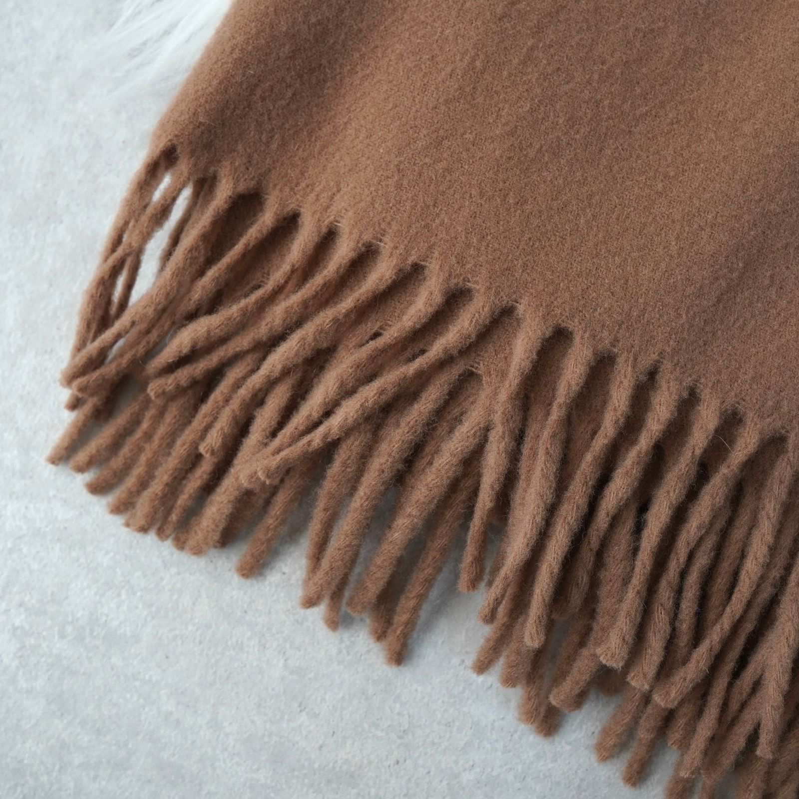 メゾン キツネ フォックスヘッド 大判 ウール マフラー ベージュ