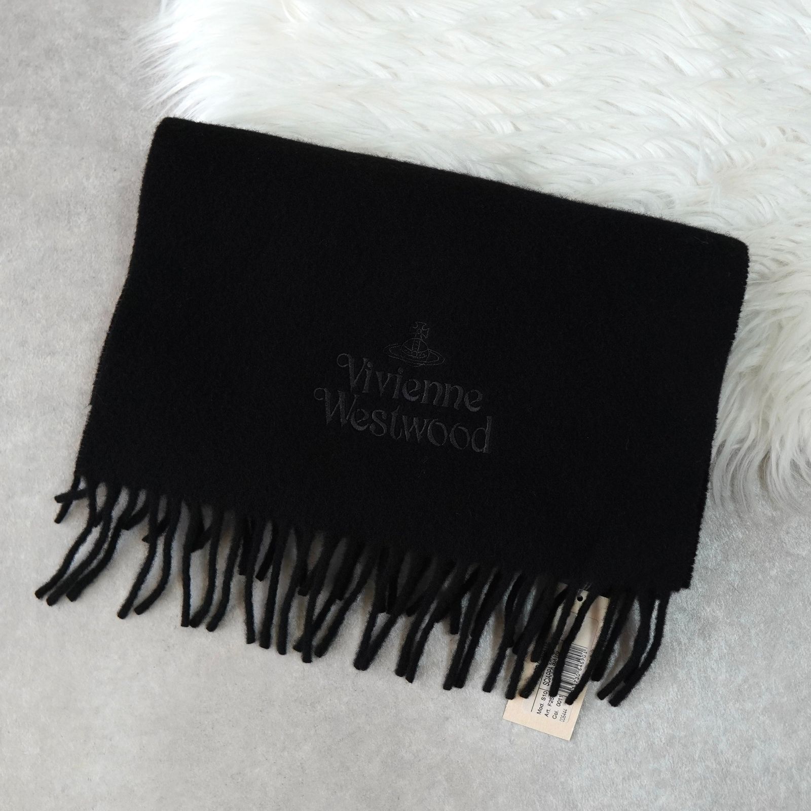 ヴィヴィアン ウエストウッド オーブ ウール マフラー ブラック タグ