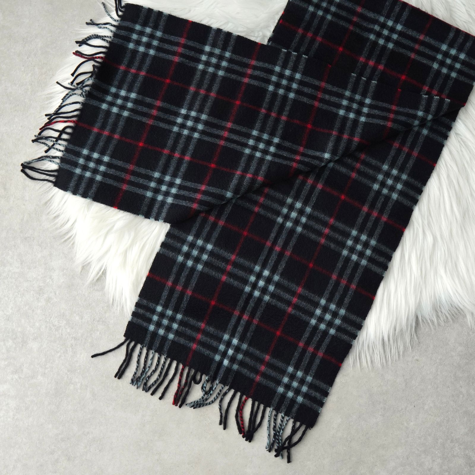 バーバリー ヴィンテージ ノバチェック 割引 カシミア100% マフラー