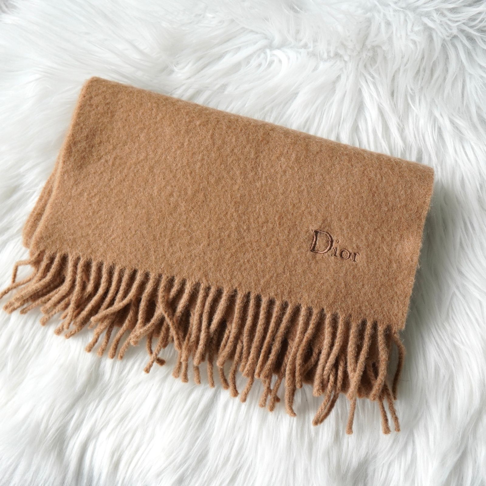 クリスチャン ディオール ヴィンテージ ロゴ カシミヤ100% マフラー