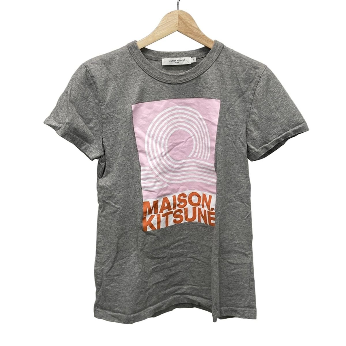 MAISON KITSUNE メゾンキツネ 半袖Tシャツ サイズM レディース - グレー×ライトピンク×マルチ クルーネック