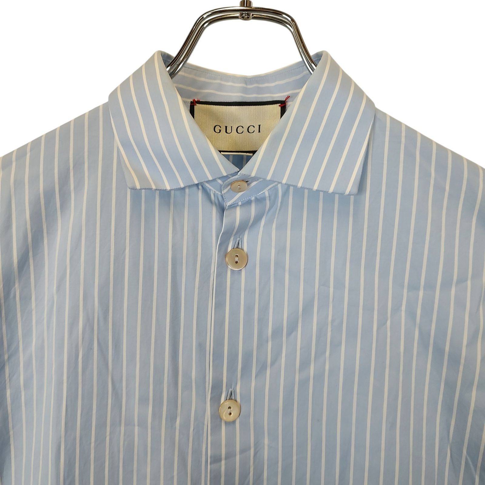 GUCCI グッチ ストライプ 長袖 シャツ 586940 Z361H 44 ブルー系