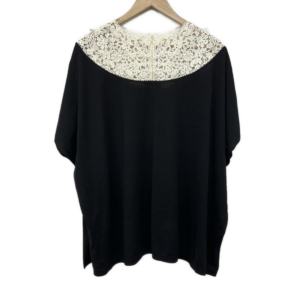 VALENTINO バレンチノ チュニック サイズL L レディース - 黒×アイボリー クルーネック|半袖|レース