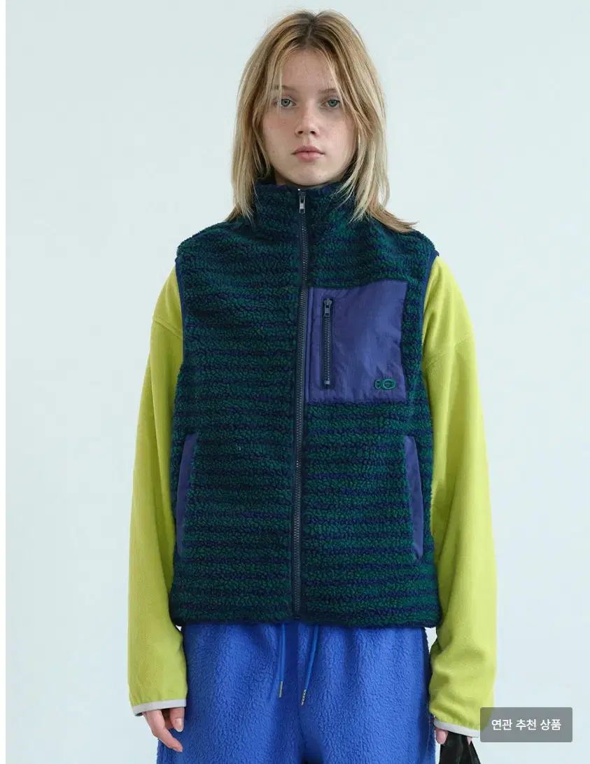 ENZO BLUES エンゾーブルース ストライプ ブークレ ベスト ダークグリーン