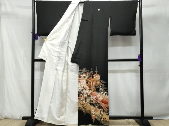 平和屋着物□谷崎潤一郎の世界黒留袖 駒刺繍 鉾 暈し染め 正絹 逸品