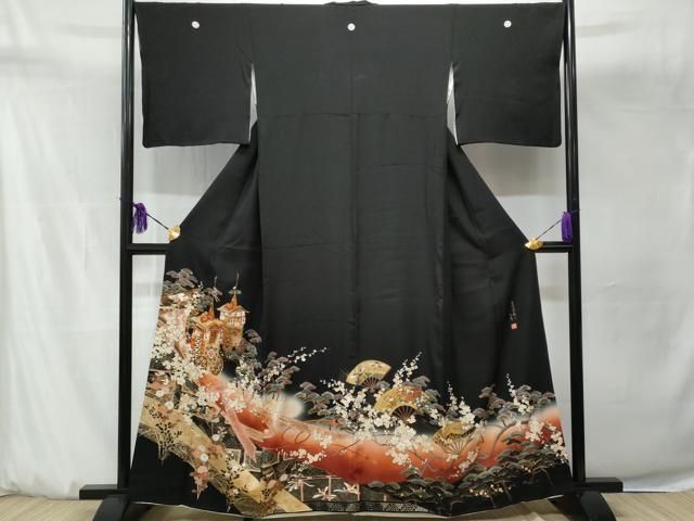 平和屋着物□谷崎潤一郎の世界黒留袖 駒刺繍 鉾 暈し染め 正絹 逸品