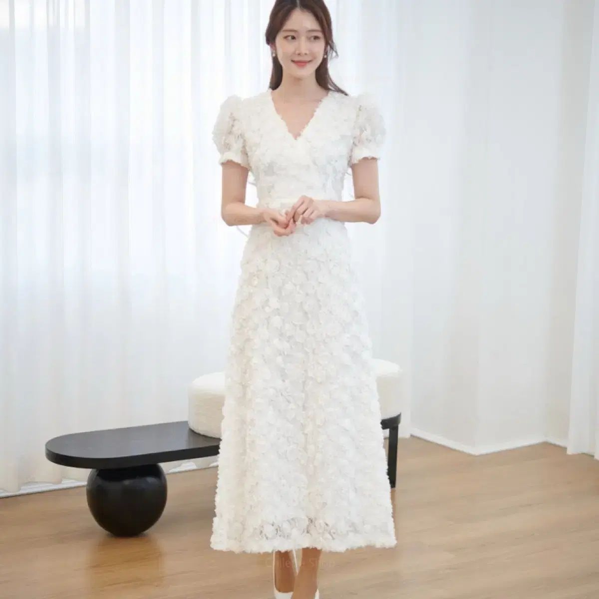 ハイクオリティ ム フラワー ロング丈ワンピース S