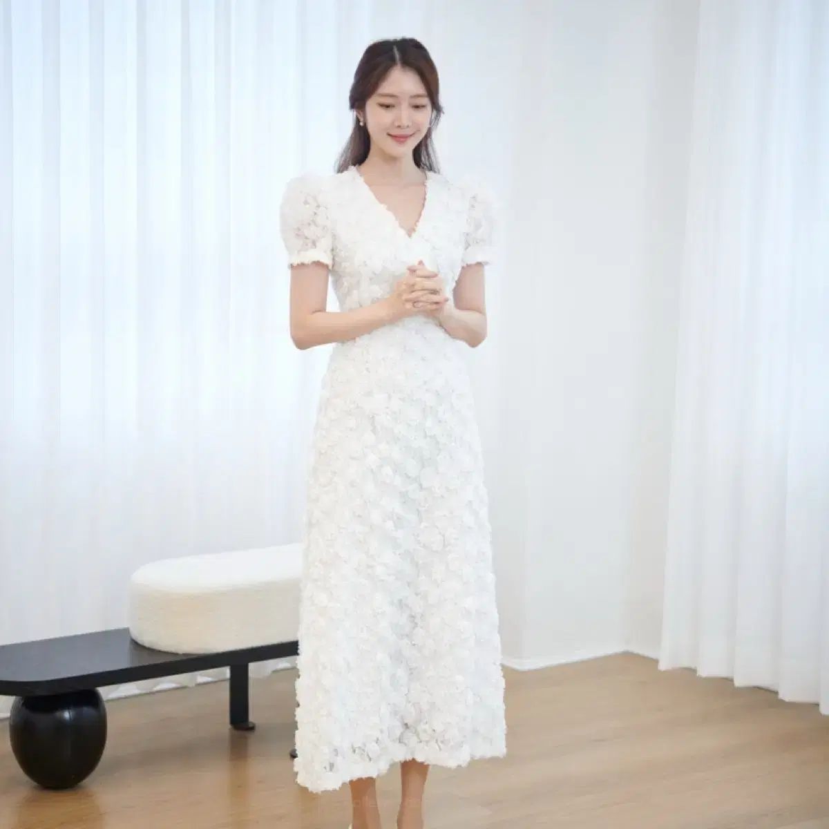 ハイクオリティ ム フラワー ロング丈ワンピース S