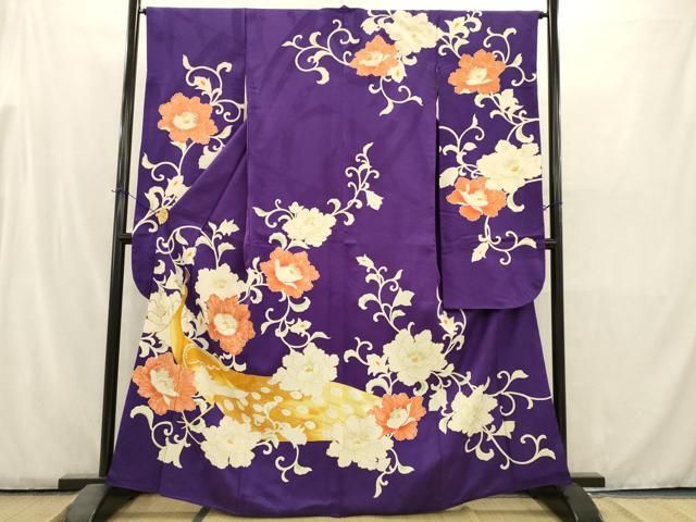 平和屋着物□豪華振袖 駒刺繍 孔雀花唐草 金彩 正絹 逸品 AABD1292ma