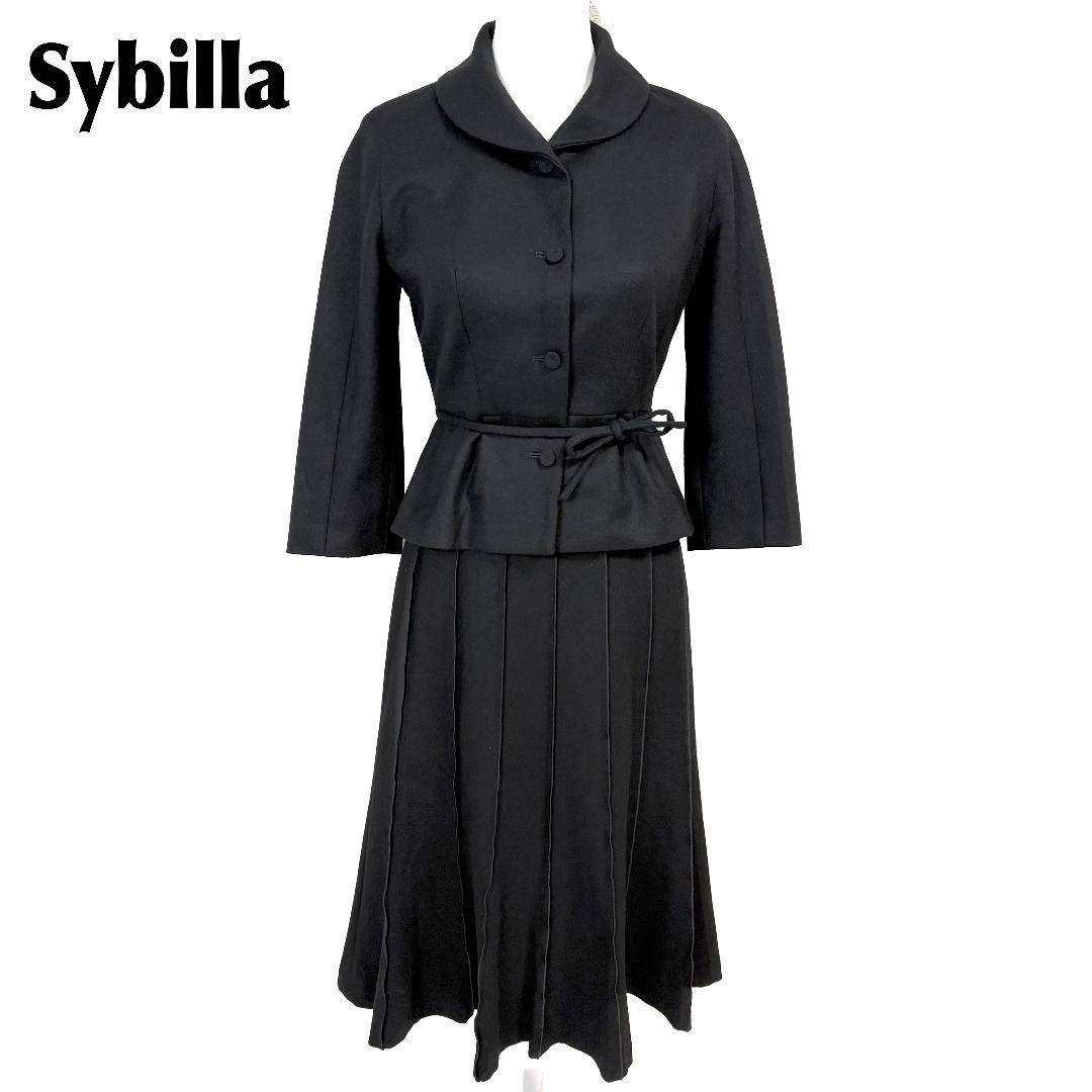 Sybilla スカートセットアップ ウエスト紐 M ブラック 無地