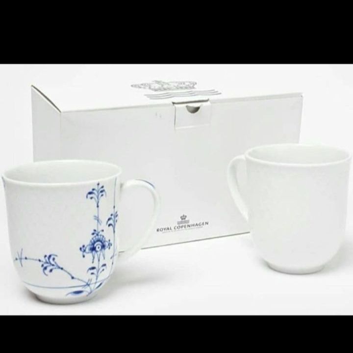 ロイヤルコペンハーゲン ホワイト＆ブルーパルメッテ ペアマグカップ