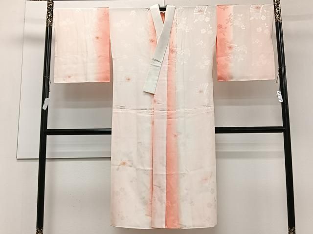 平和屋着物□長襦袢 無双仕立て 絞り 舞扇花文 暈し染め 正絹 逸品