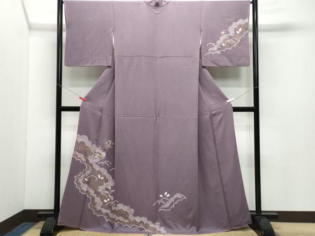 平和屋着物▽中国三大刺繍 スワトウ刺繍 訪問着 絞り 舞蝶松花丸文