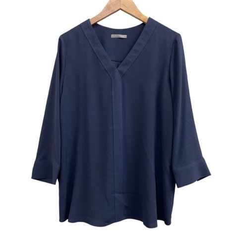 セオリーリュクス theory luxe Vネックブラウス 七分折り返しカフス