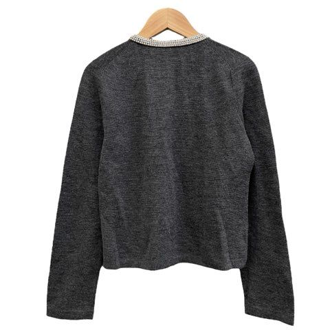 アナイ ANAYI ニットカーディガン 前フック5 ビジューパール グレー