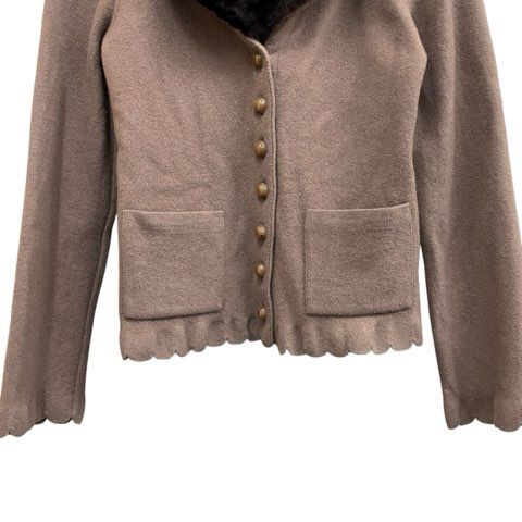 ソニアリキエル SONIA RYKIEL ニットジャケット スカラップ ファー