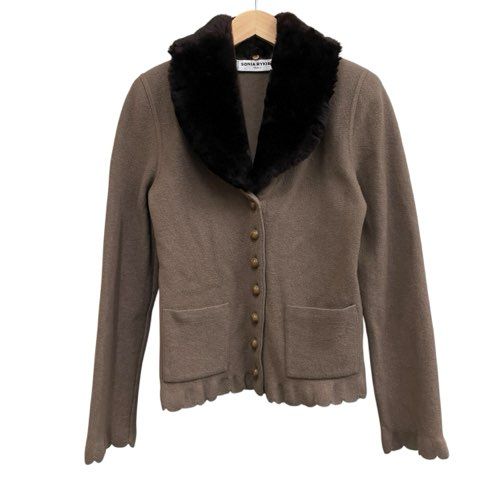 ソニアリキエル SONIA RYKIEL ニットジャケット スカラップ ファー