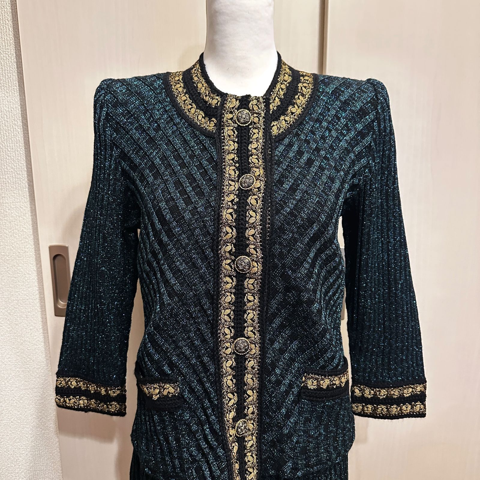 Toyoko Saito セットアップ スカート 緑×黒 HR 0753