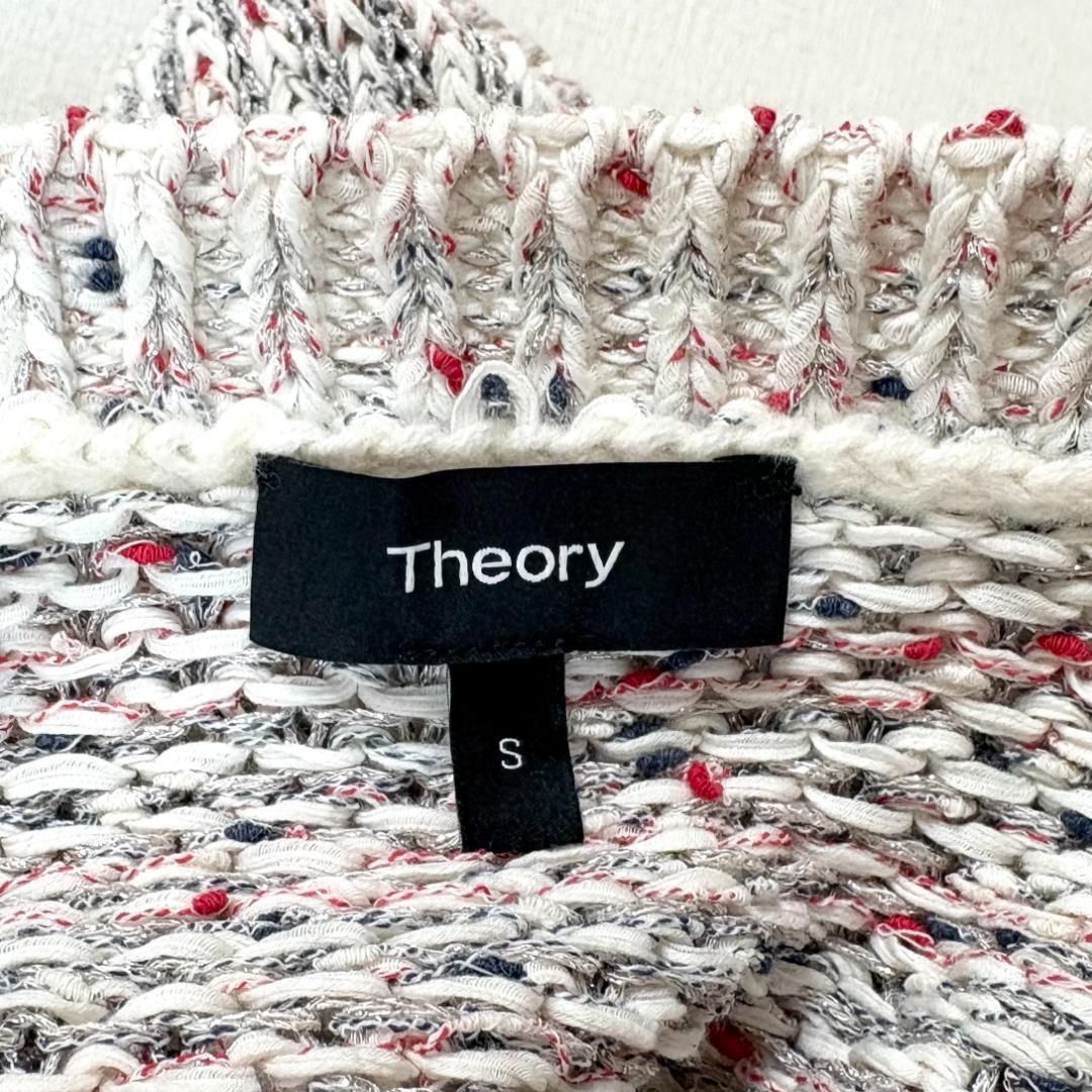 美品】 Theory 長袖ニット コットンセーター S 白×赤×紺 総柄 【公式通販】