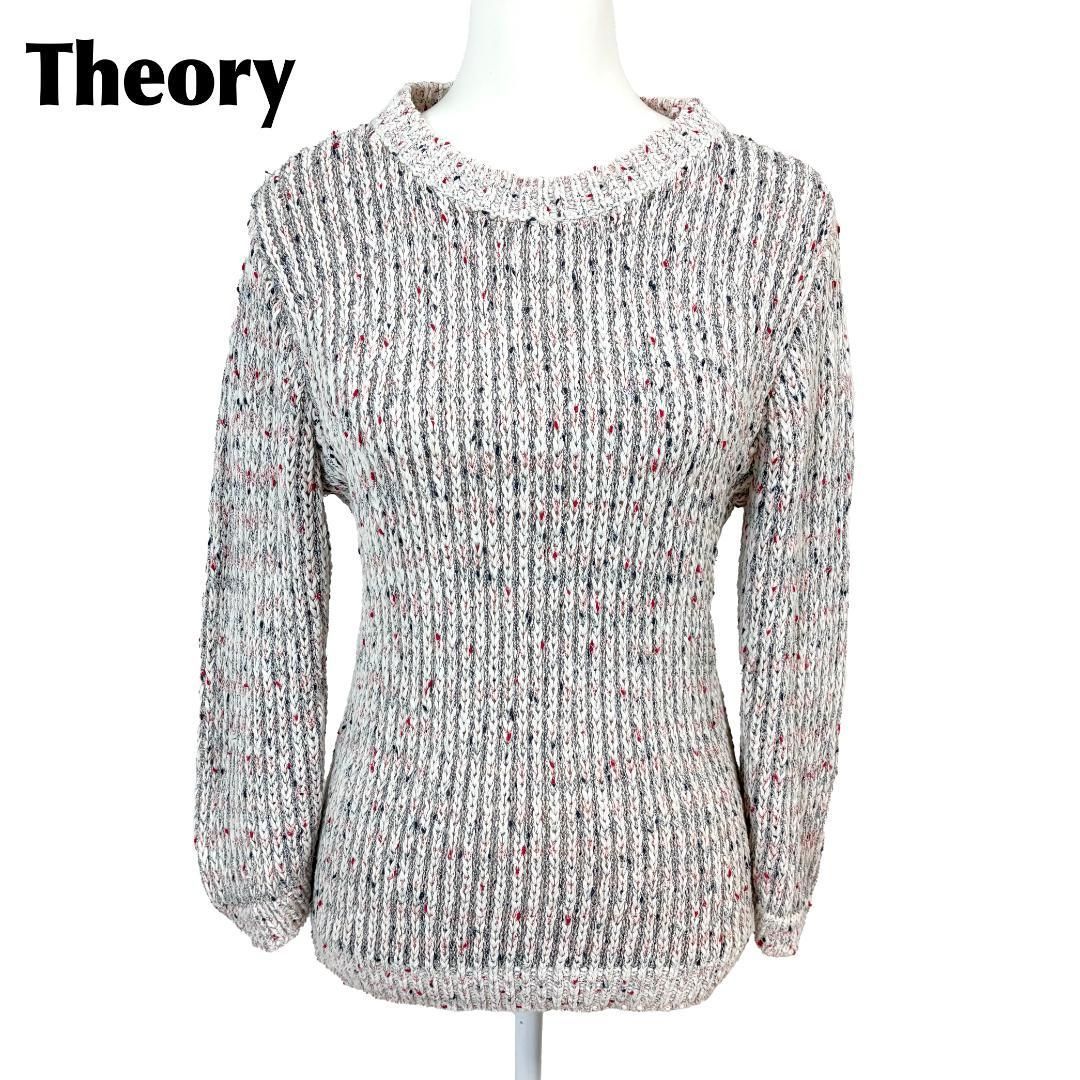 【美品】 Theory 長袖ニット コットンセーター S 白×赤×紺 総柄 美品】 Theory 長袖ニット コットンセーター S 白×赤×紺 総柄 【公式通販】