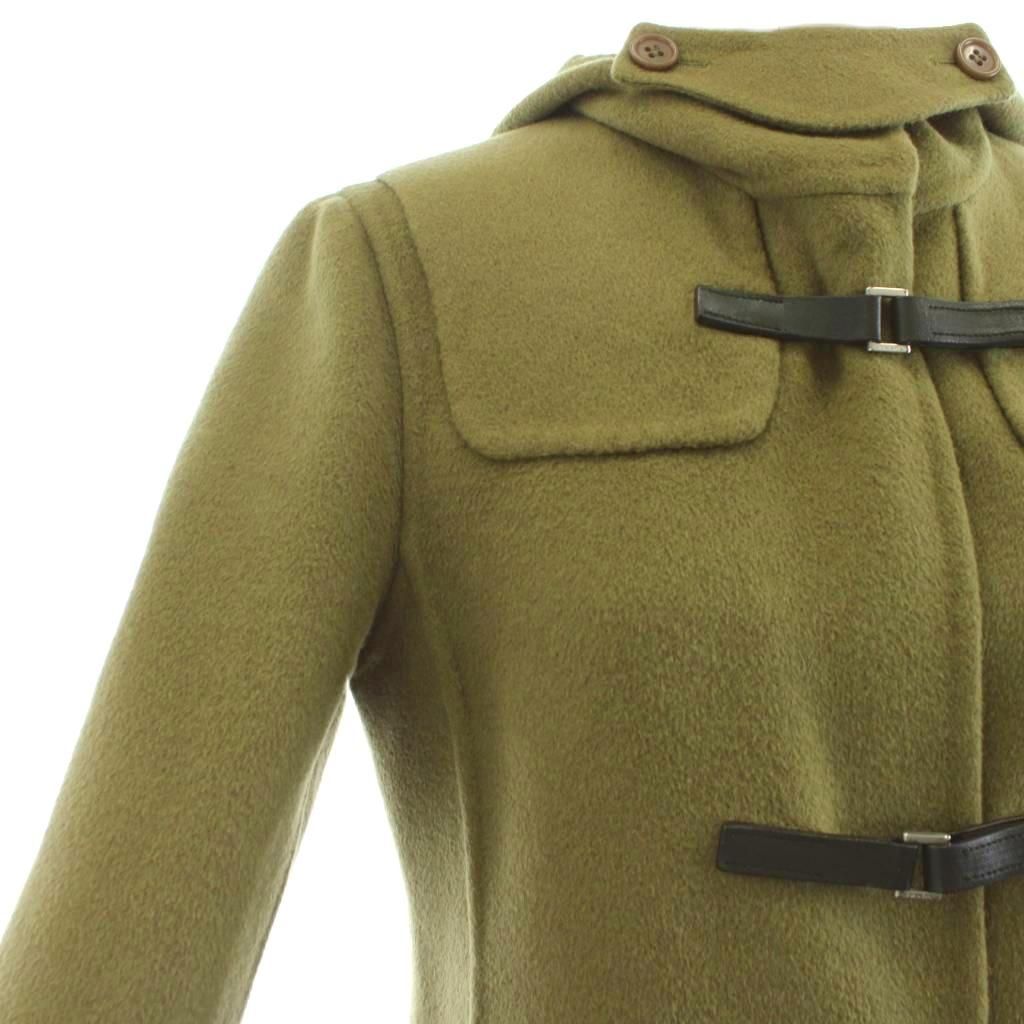 プラダ PRADA ロングコート フード ウール アンゴラ混 38 カーキ /KU