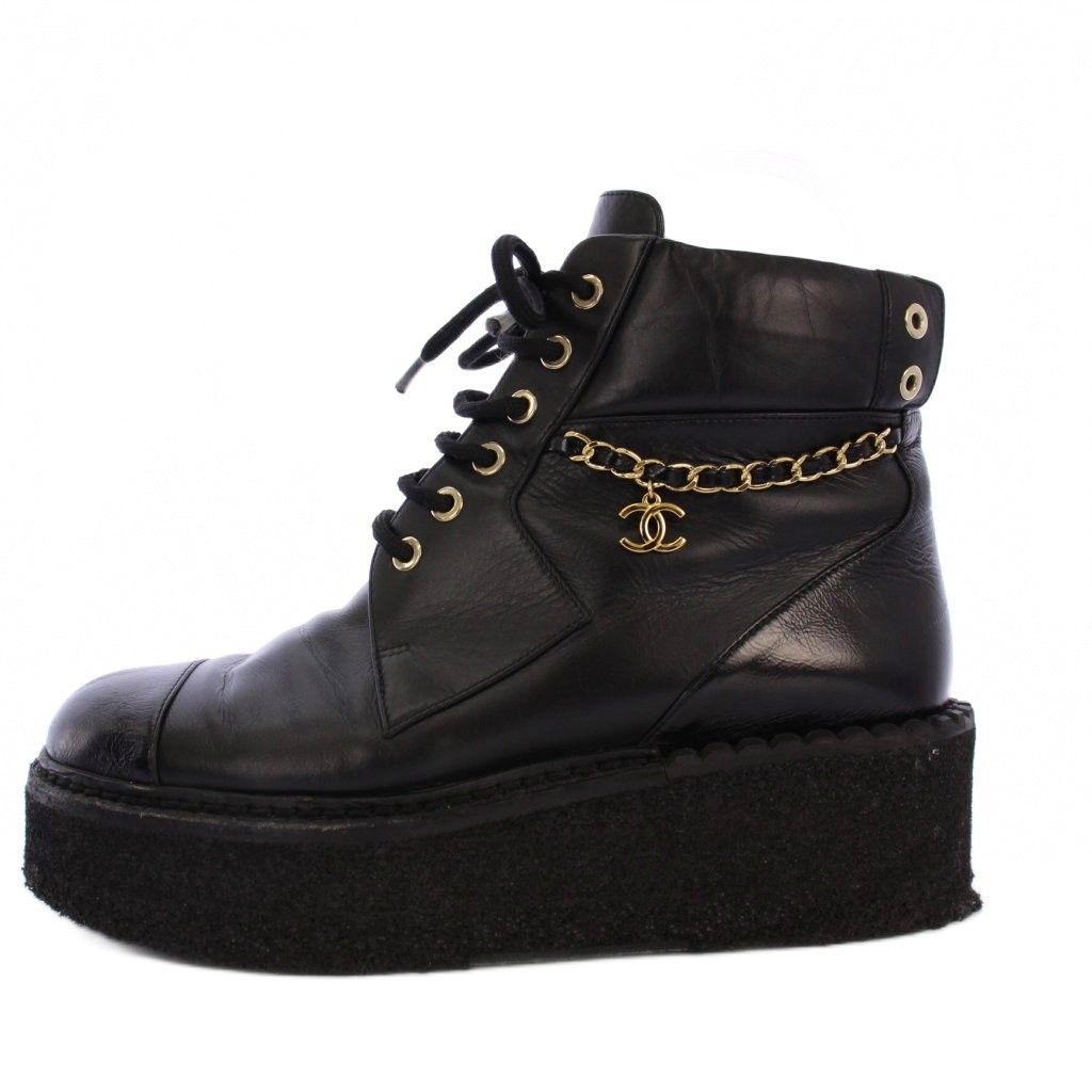 シャネル CHANEL ショートブーツ プラットフォーム ココマーク