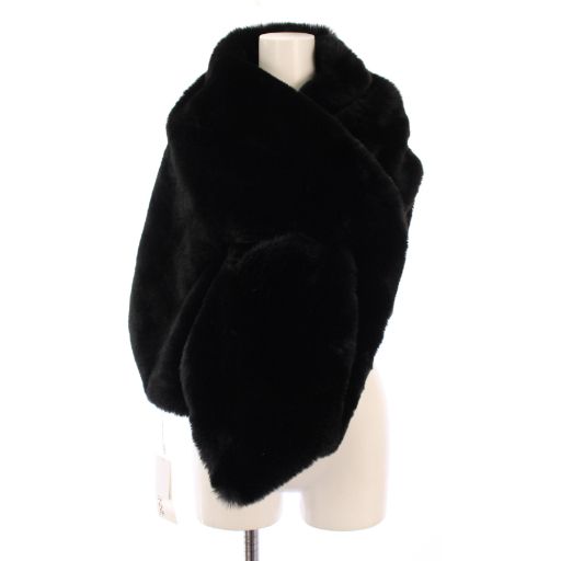 ジェンヌ JENNE リッチボリュームファーケープ マフラー F 黒 iwa23aw