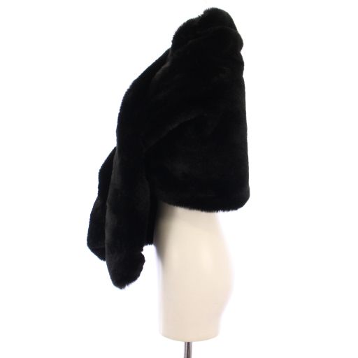 ジェンヌ JENNE リッチボリュームファーケープ マフラー F 黒 iwa23aw