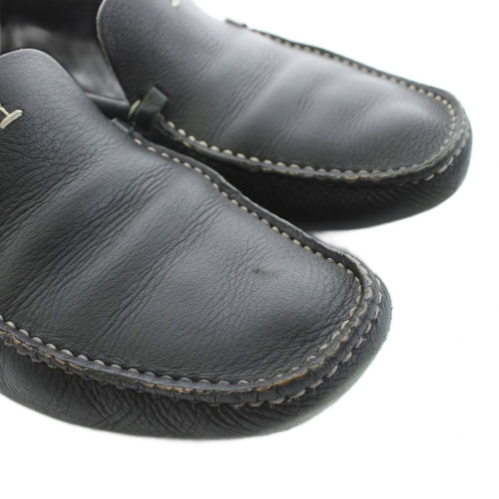 プラダ PRADA ドライビングシューズ ローファー モカシン レザー 37 黒