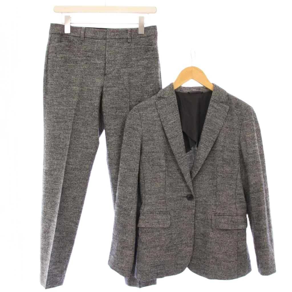 マッキントッシュ ロンドン LONDON シングルスーツ セットアップ テーラードジャケット アウター 背抜き テーパードパンツ スラックス ジップフライ ウール チェック柄 38 グレー BB