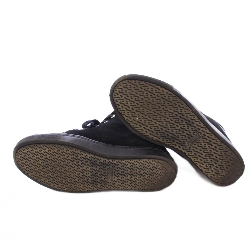  エルメス HERMES JIMMY ジミー ハイカットスニーカー シューズ 厚底 スエード 切替 ロゴ ワン 38 黒 ブラック BB スニーカー 靴