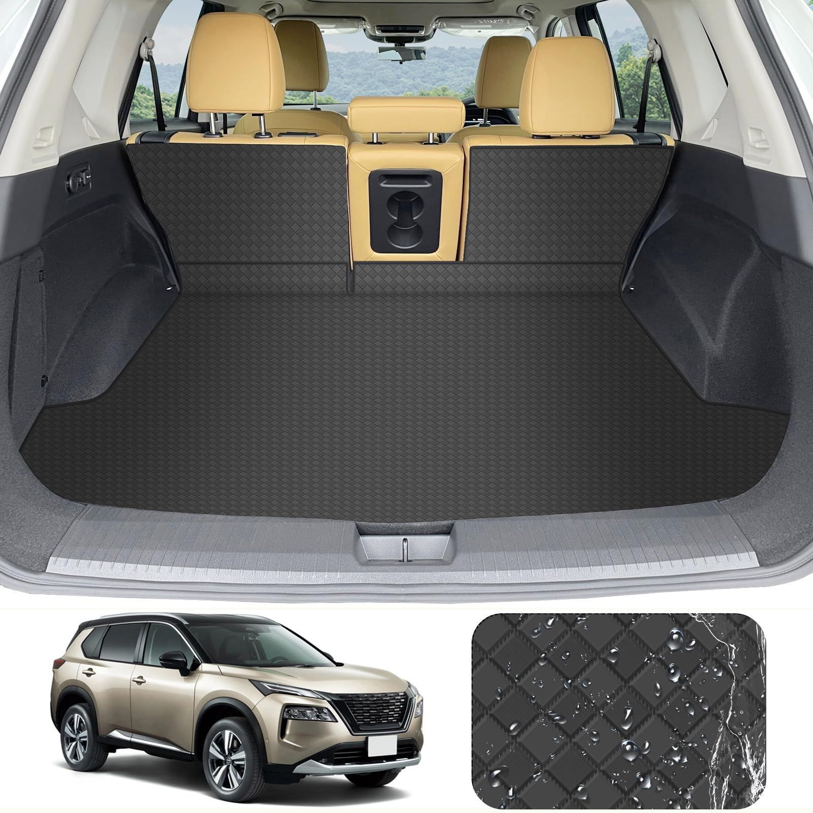 日産 エクストレイル T 33型 ラゲッジマット 2025年から 5人乗り 背もたれカバー 車種 トランクマット 背面バックカバー 合成革材質 カーゴマット 耐汚れ 防水 ブラック タイプB