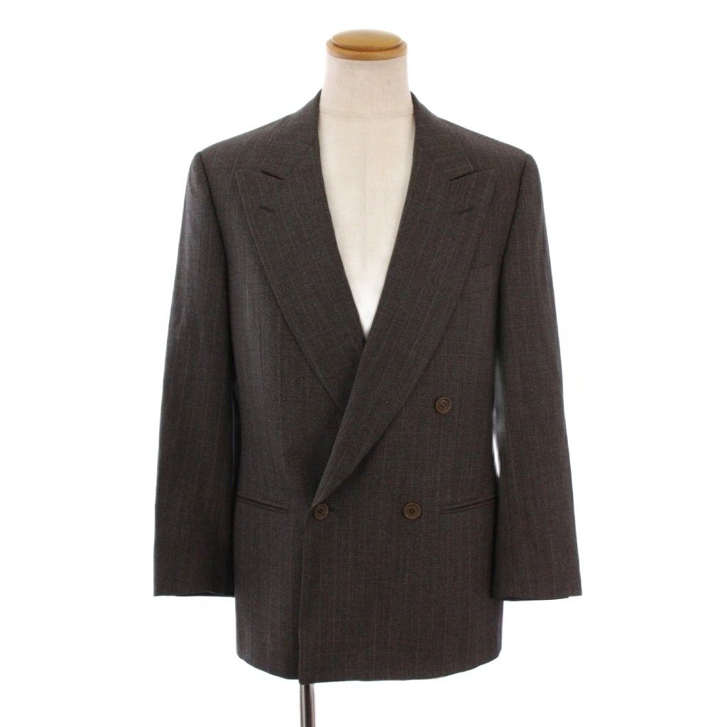 エルメネジルドゼニア Ermenegildo Zegna ダブルスーツ セットアップ 上下 テーラードジャケット 総裏地 3 B パンツ ジップフライ ストライプ柄 46 グレー BM