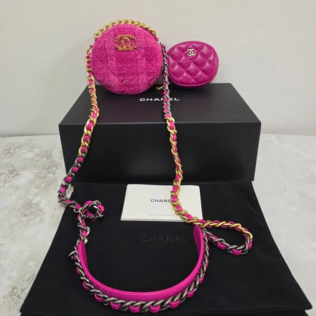 シャネル 19 ツイード 탬버린 백 동그리백