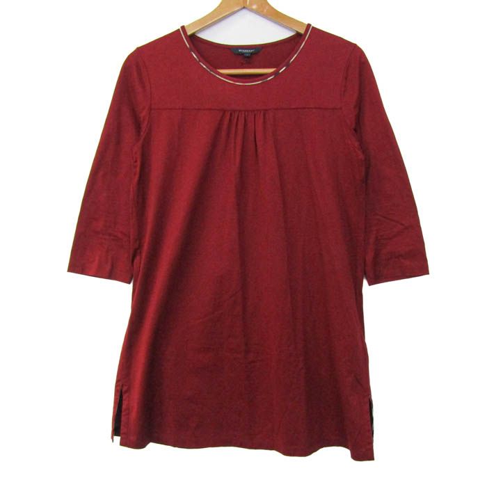 バーバリーロンドン チュニック シャツ トップス 長袖 ノバチェック柄 レディース レッド BURBERRY LONDON