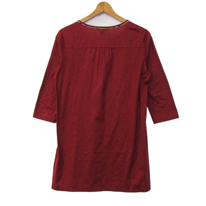 バーバリーロンドン チュニック シャツ トップス 長袖 ノバチェック柄 日本製 レディース レッド BURBERRY LONDON