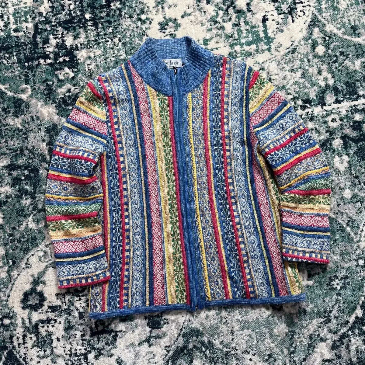 Miss College italy ケーブル パータン ニット ジップアップ M