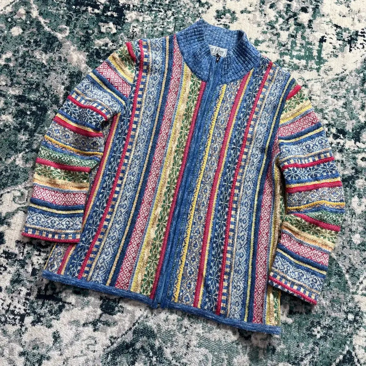 Miss College italy ケーブル パータン ニット ジップアップ M