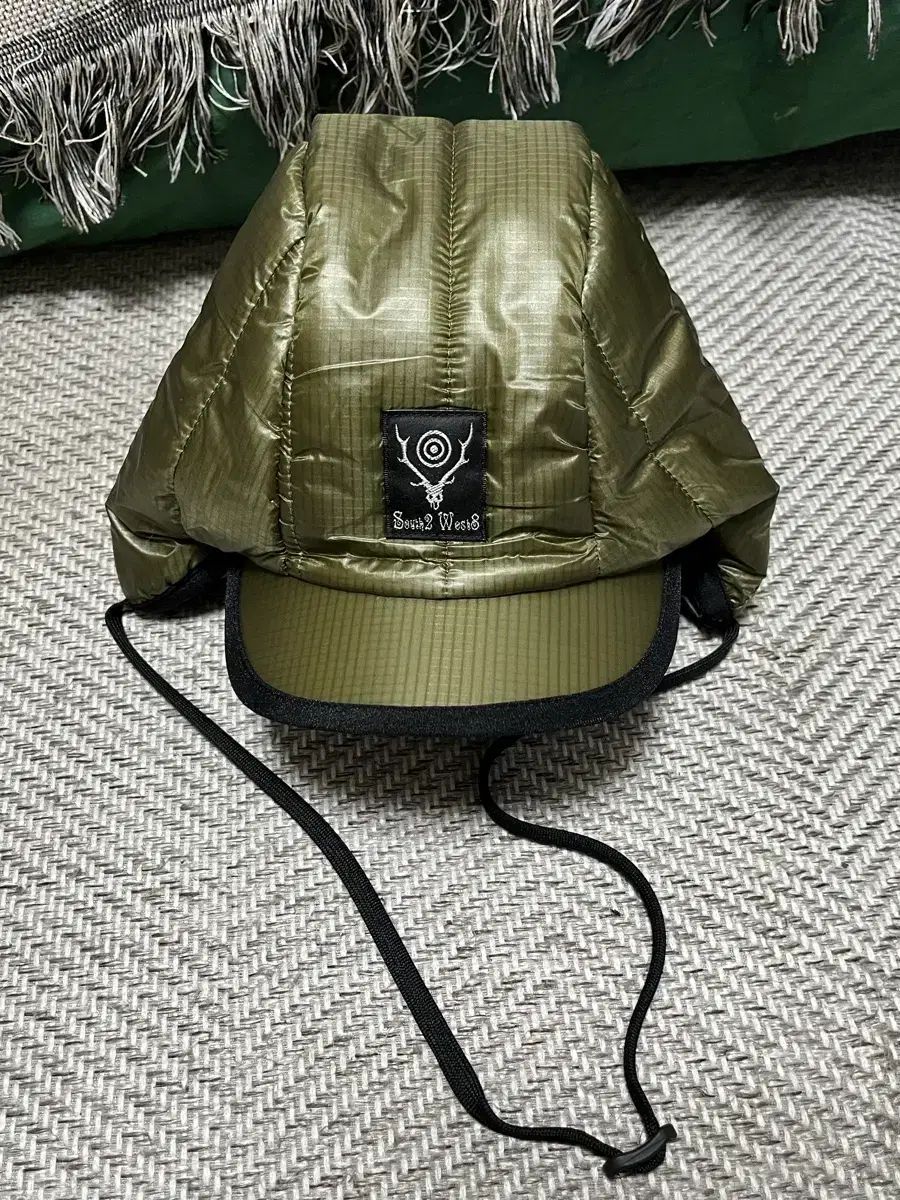 SOUTH 2 WEST 8 サウス2 ウエスト8 ナイロンキルトキャップ オリーブ -M