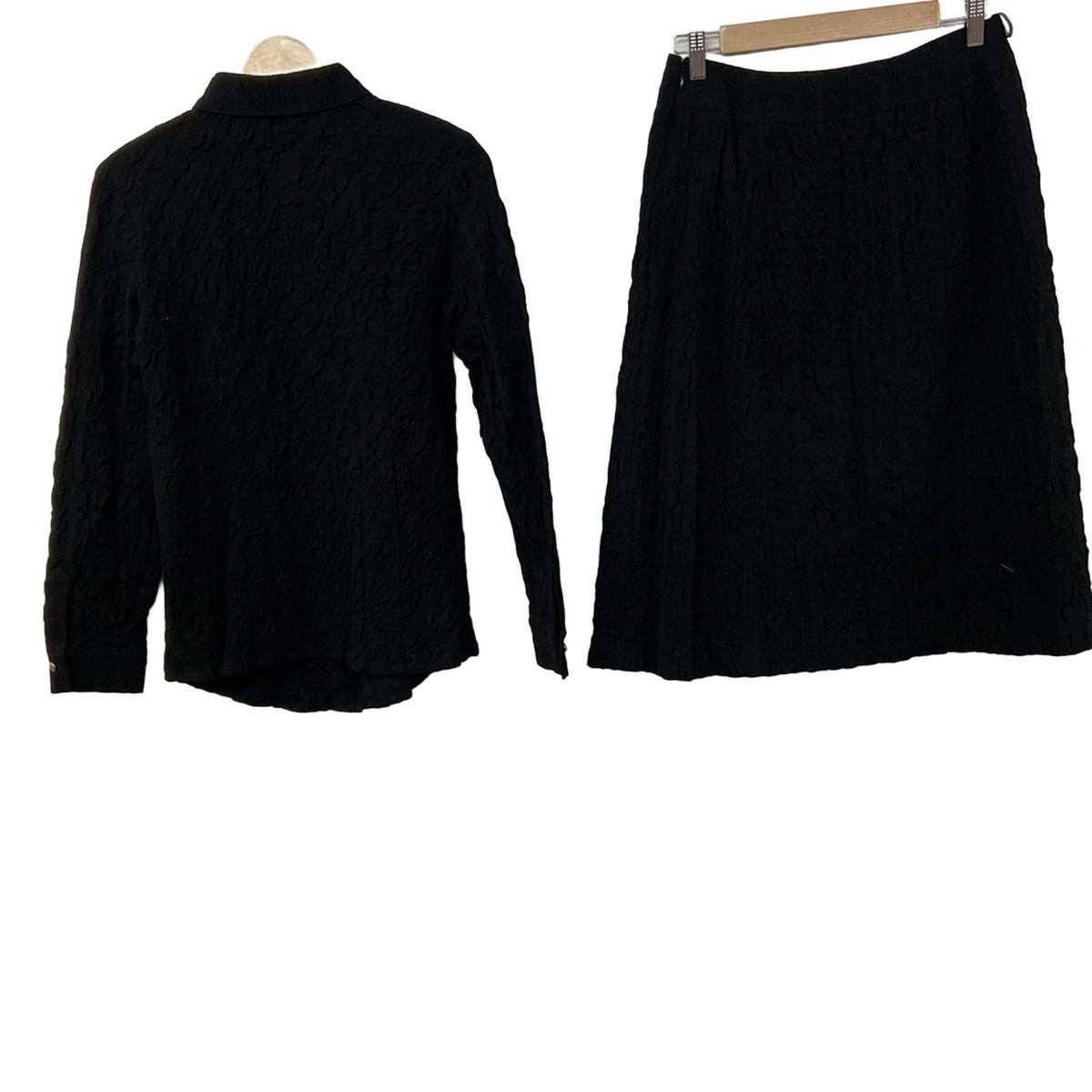 ヨークランド スカートセットアップ サイズ11 AR M レディース - 黒 エンボスチェック加工