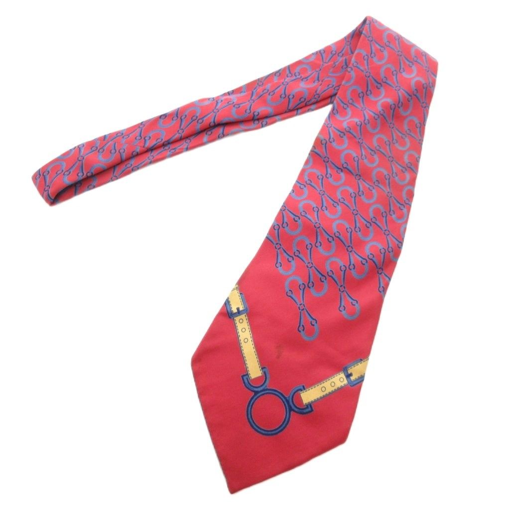 グッチ GUCCI ネクタイ ワイドタイ 総柄 シルク 赤 レッド 青 ブルー |AE GY 47